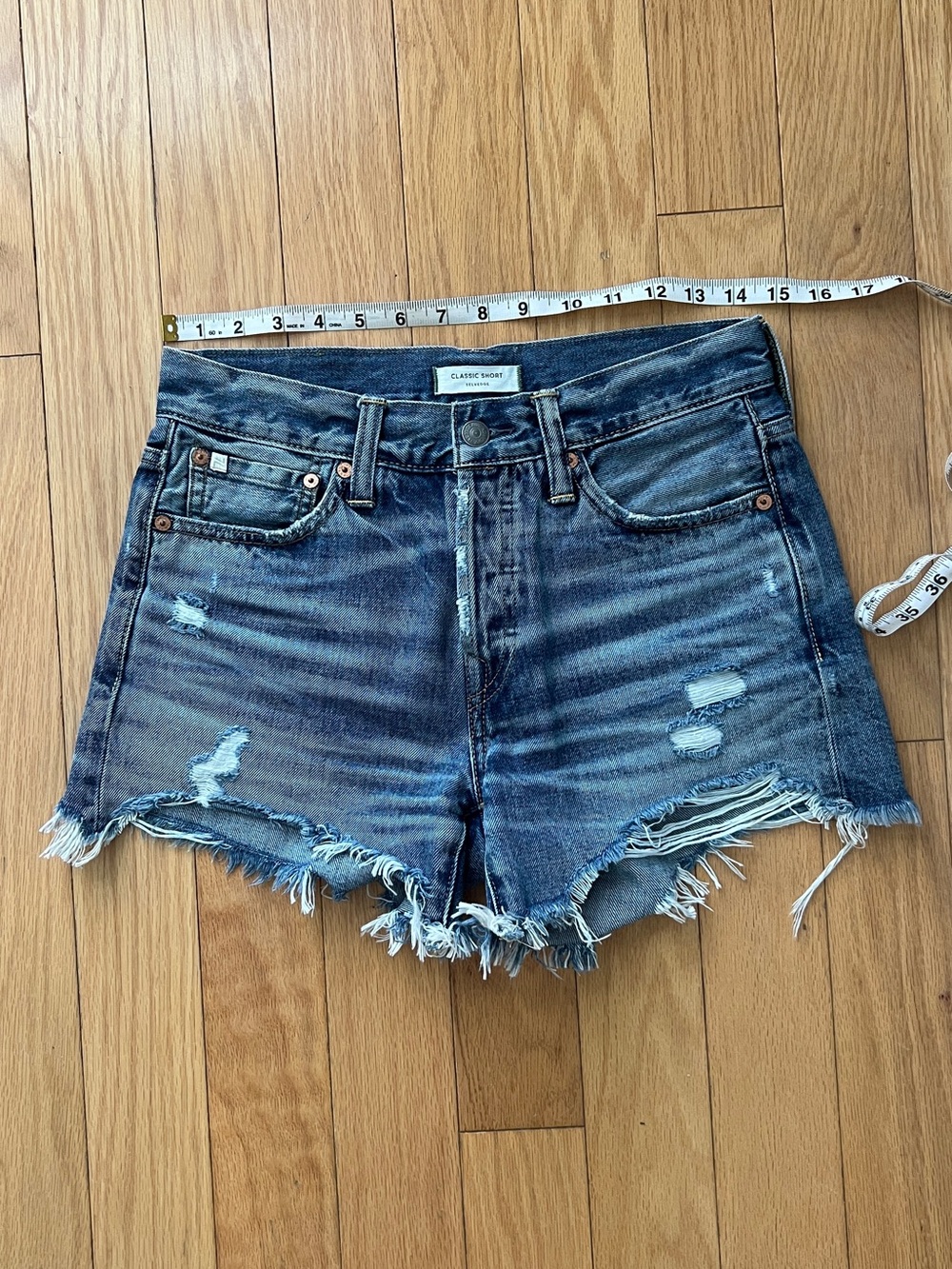 AE77 American Eagle Outfitters Distressed Dark Blue Denim Shorts